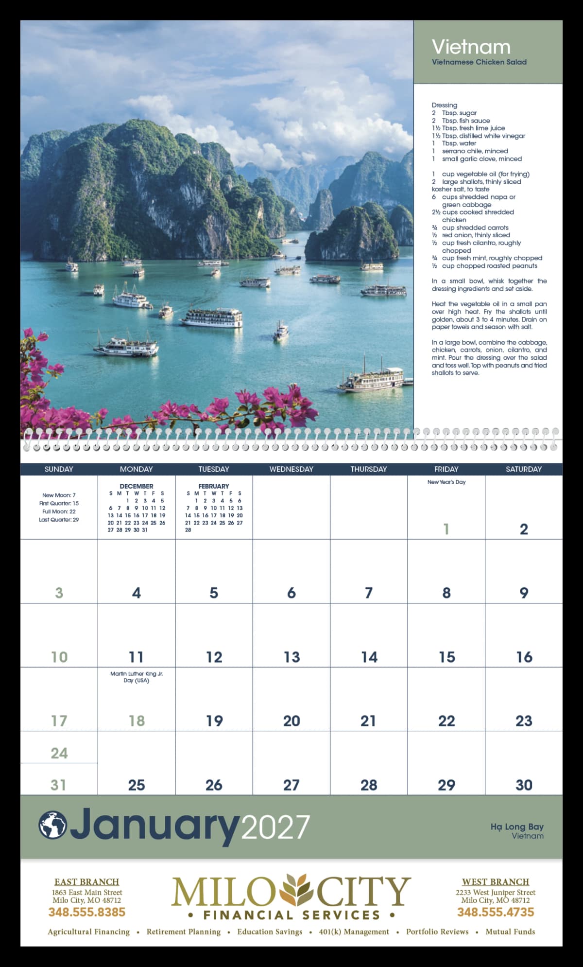 World Scenes with Recipe Calendar