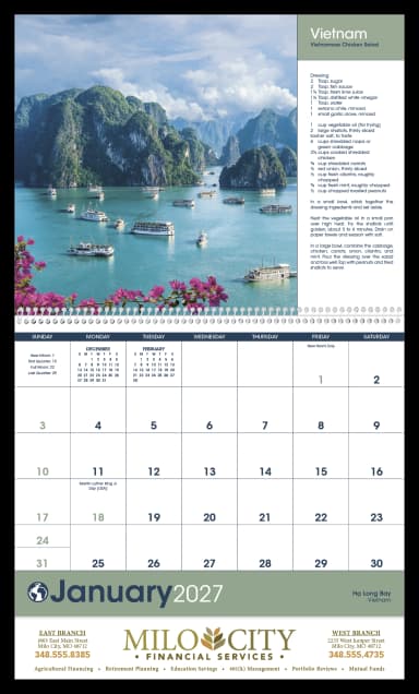 World Scenes with Recipe Calendar