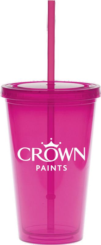 16 oz. Color Carnival Cup Collection w/ Pink Straw