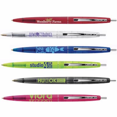 BIC Ecolutions Clear Clics Ballpoint Pen w/ Polished Nickel Plated Trim