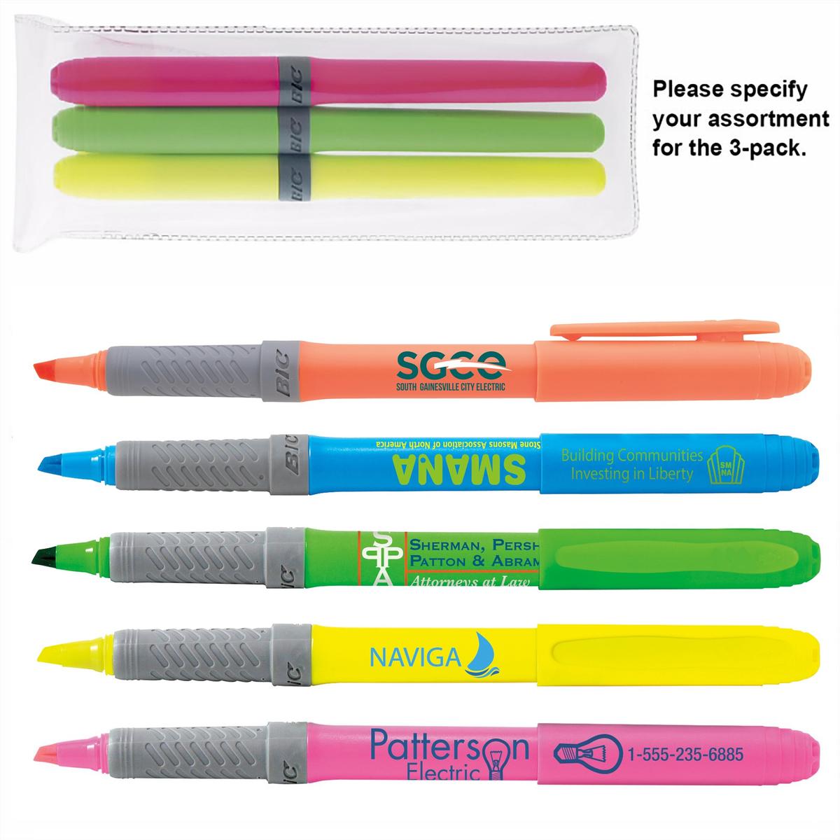 BIC Brite Liner Grip Highlighter 3 Pack