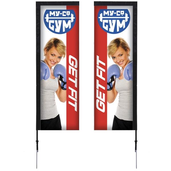 7' Rectangle Double Sided Sail Sign Kit w/ Spike Base
