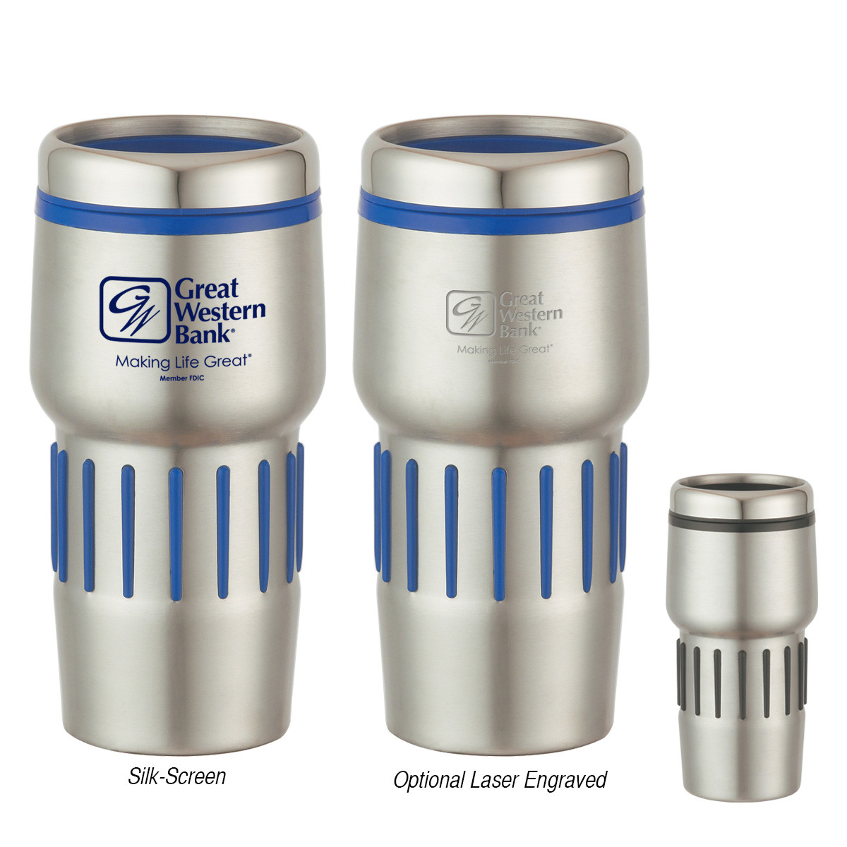 16 Oz. Stainless Steel Tumbler w/ Rubber Grip