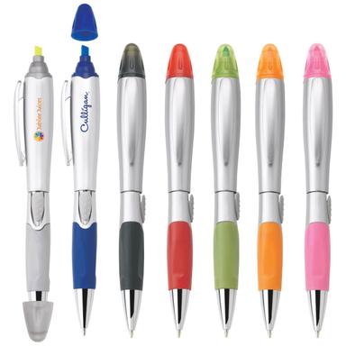 Silver Blossom Ballpoint Pen/ Highlighter