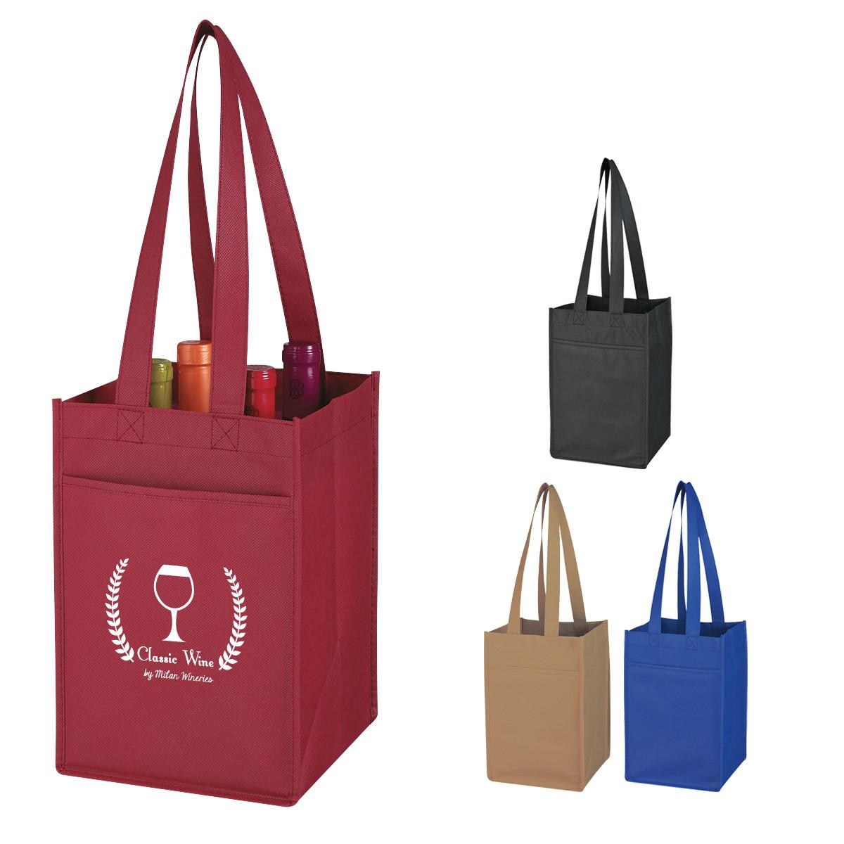 NON-WOVEN 4 BOTTLE WINE TOTE BAG
