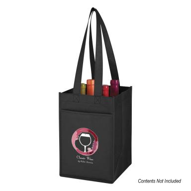 NON-WOVEN 4 BOTTLE WINE TOTE BAG
