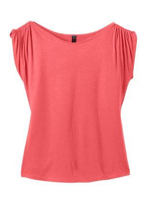 District Made® Ladies Modal Blend Gathered Shoulder Tee