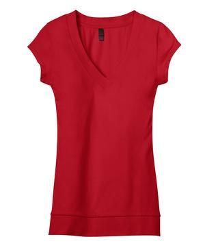 District® - Juniors Cotton/Spandex Banded V-Neck Tee