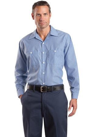 Red Kap® Long Size, Long Sleeve Striped Industrial Work Shirt