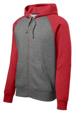 Sport-Tek® Raglan Colorblock Full-Zip Hooded Fleece Jacket