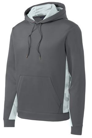 Sport-Tek® Youth Sport-Wick® CamoHex Fleece Colorblock Hooded Pullover