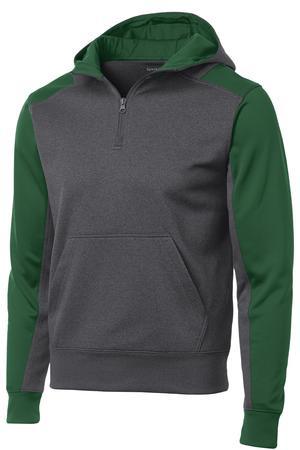Sport-Tek® Tech Fleece Colorblock 1/4-Zip Hooded Sweatshirt