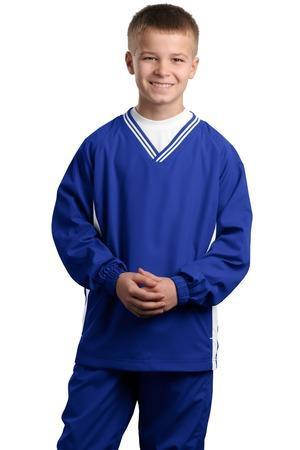 Sport-Tek® Youth Tipped V-Neck Raglan Wind Shirt
