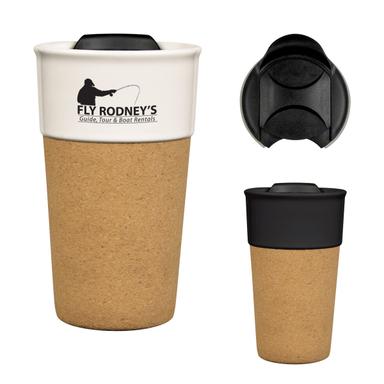 13 Oz. Brea Cork Ceramic Travel Mug