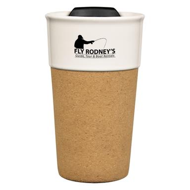 13 Oz. Brea Cork Ceramic Travel Mug