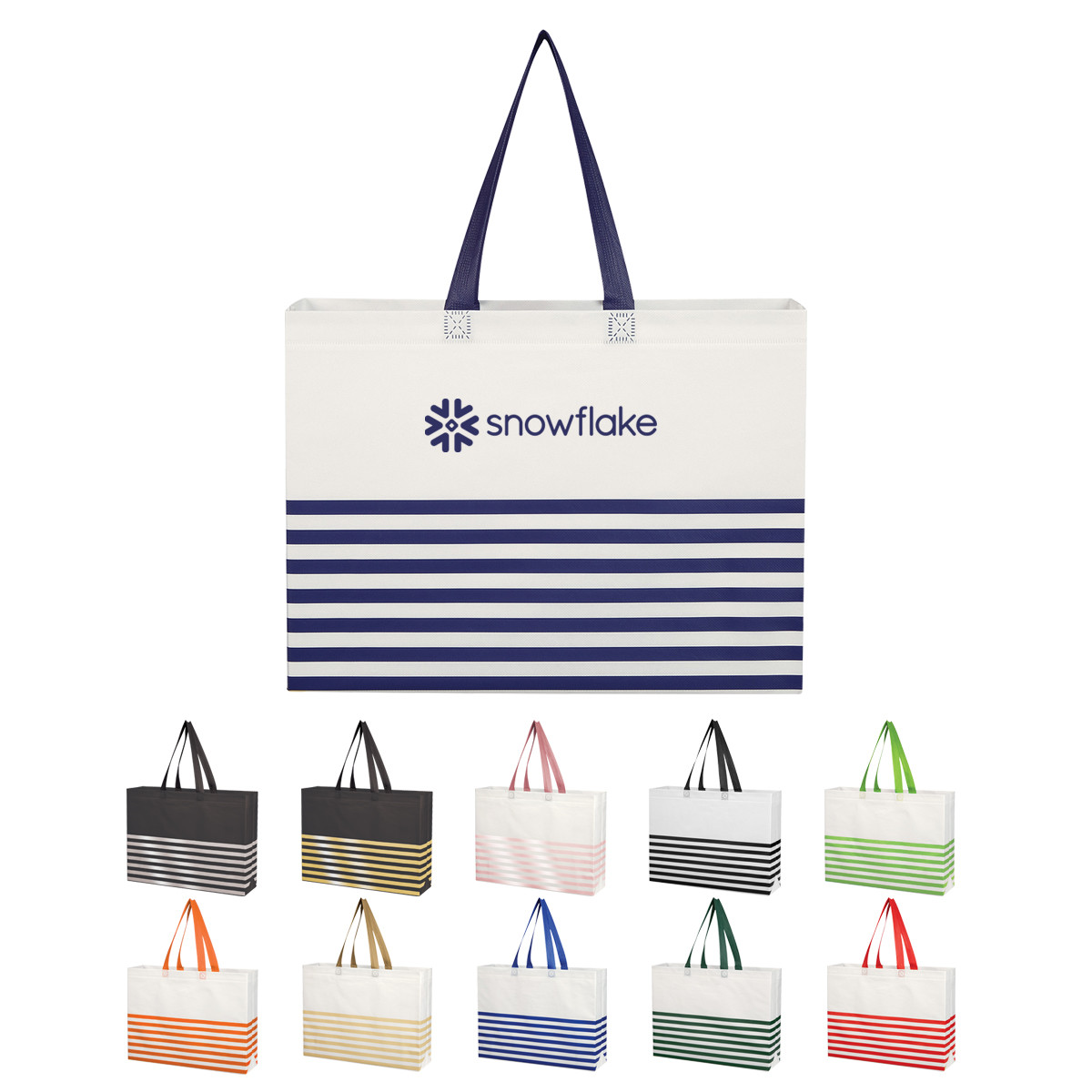 NON-WOVEN HORIZONTAL STRIPE TOTE BAG