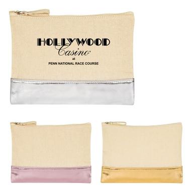 12 OZ. COTTON COSMETIC BAG WITH METALLIC ACCENT