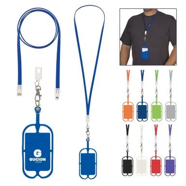 2-IN-1 CHARGING CABLE LANYARD WITH PHONE HOLDER & WALLET