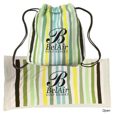 2-IN-1 MICROFIBER BEACH TOWEL DRAWSTRING BAG