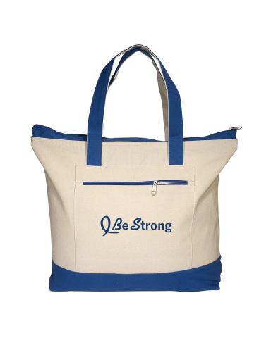 ZIPPERED COTTON BOAT TOTE