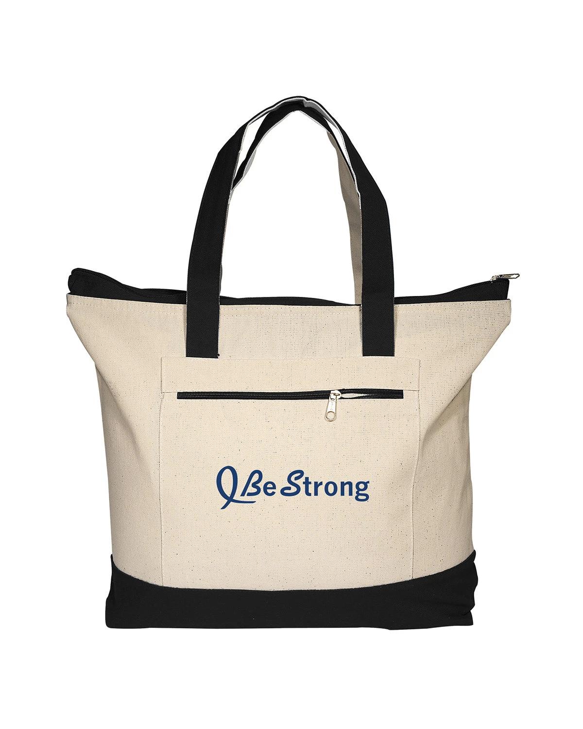 ZIPPERED COTTON BOAT TOTE