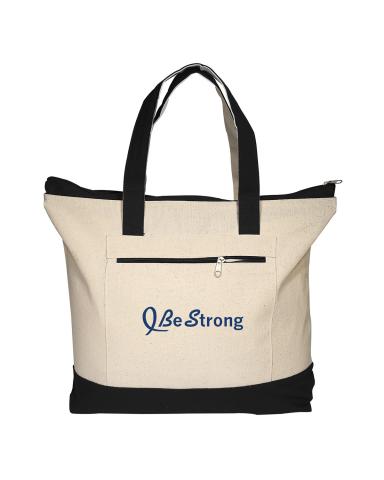 ZIPPERED COTTON BOAT TOTE