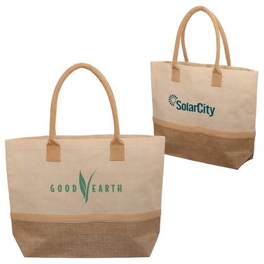 WANDERLUST LAMINATED JUTE & CANVAS TOTE