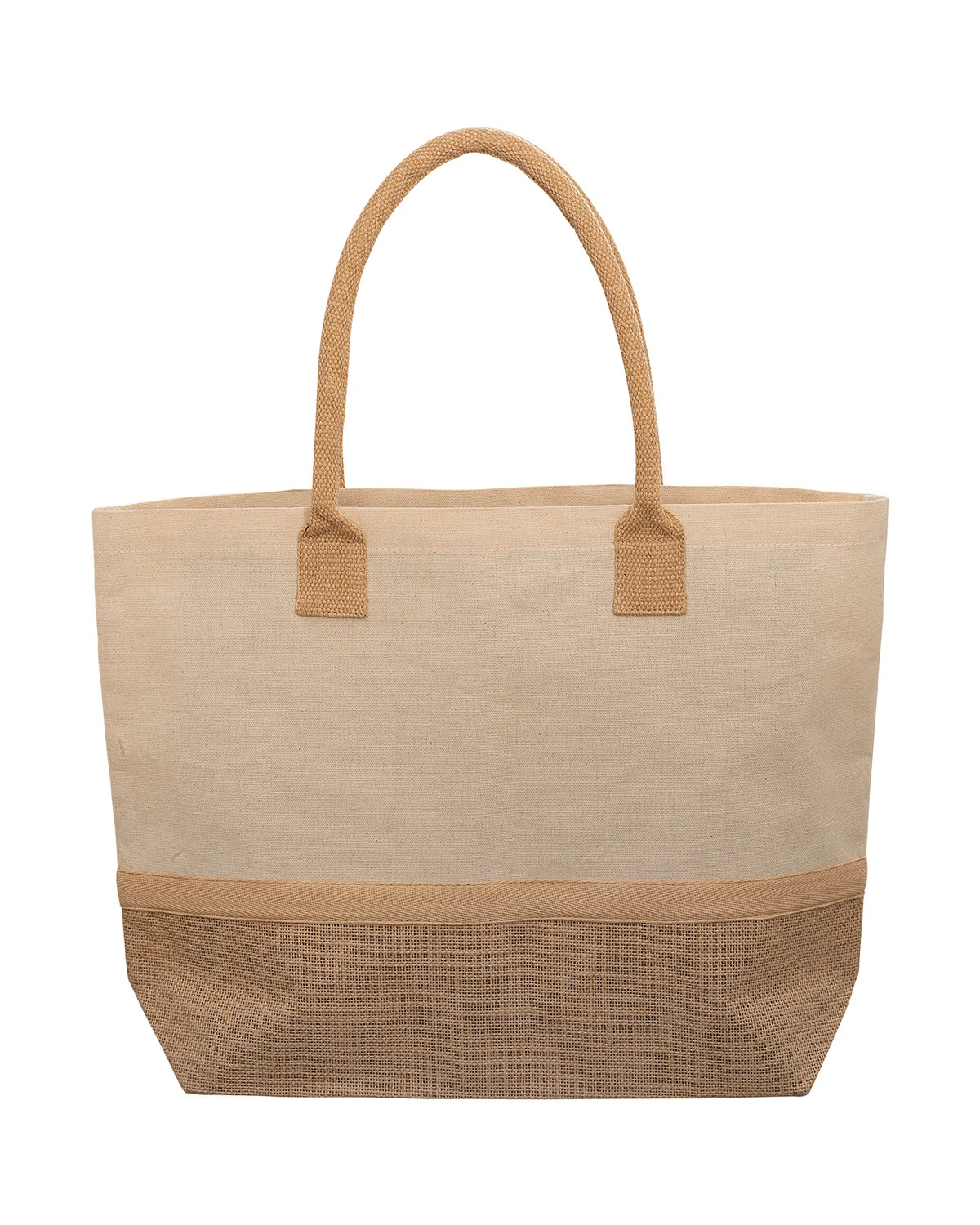 WANDERLUST LAMINATED JUTE & CANVAS TOTE