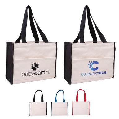 COTTON GUSSET ACCENT BOX TOTE