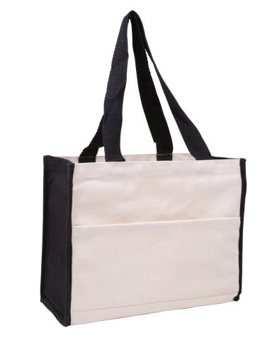 COTTON GUSSET ACCENT BOX TOTE