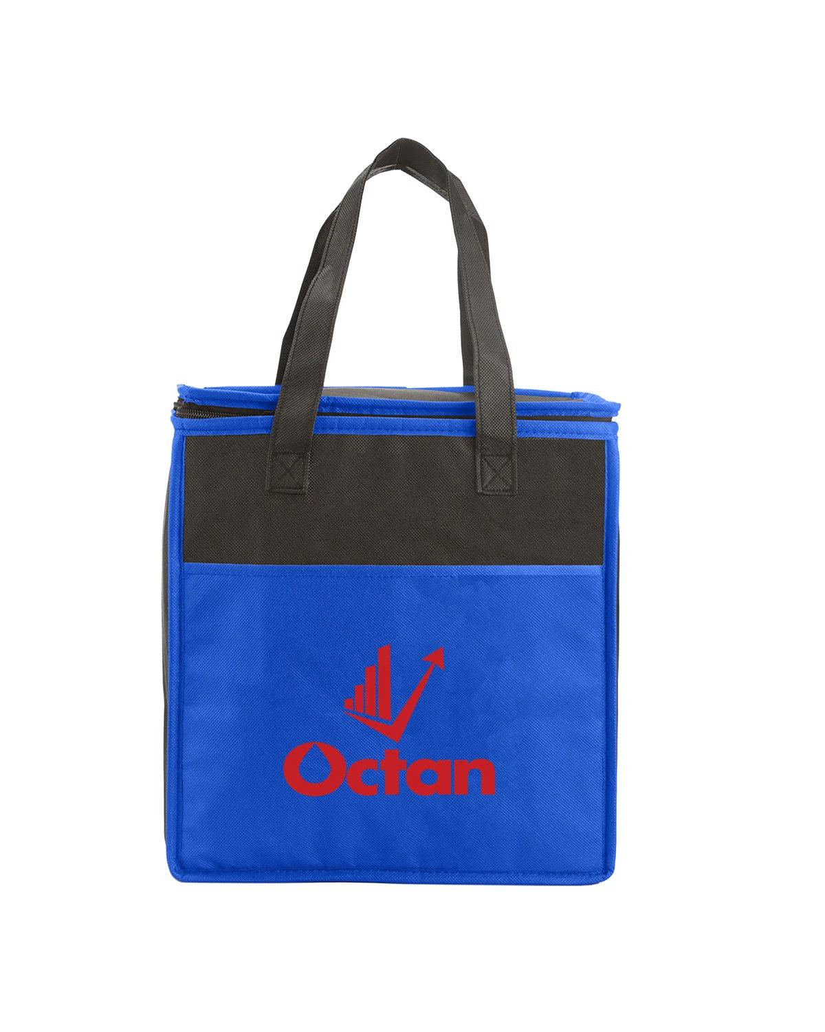 TWO-TONE FLAT TOP INSULATED NON-WOVEN GROCERY TOTE