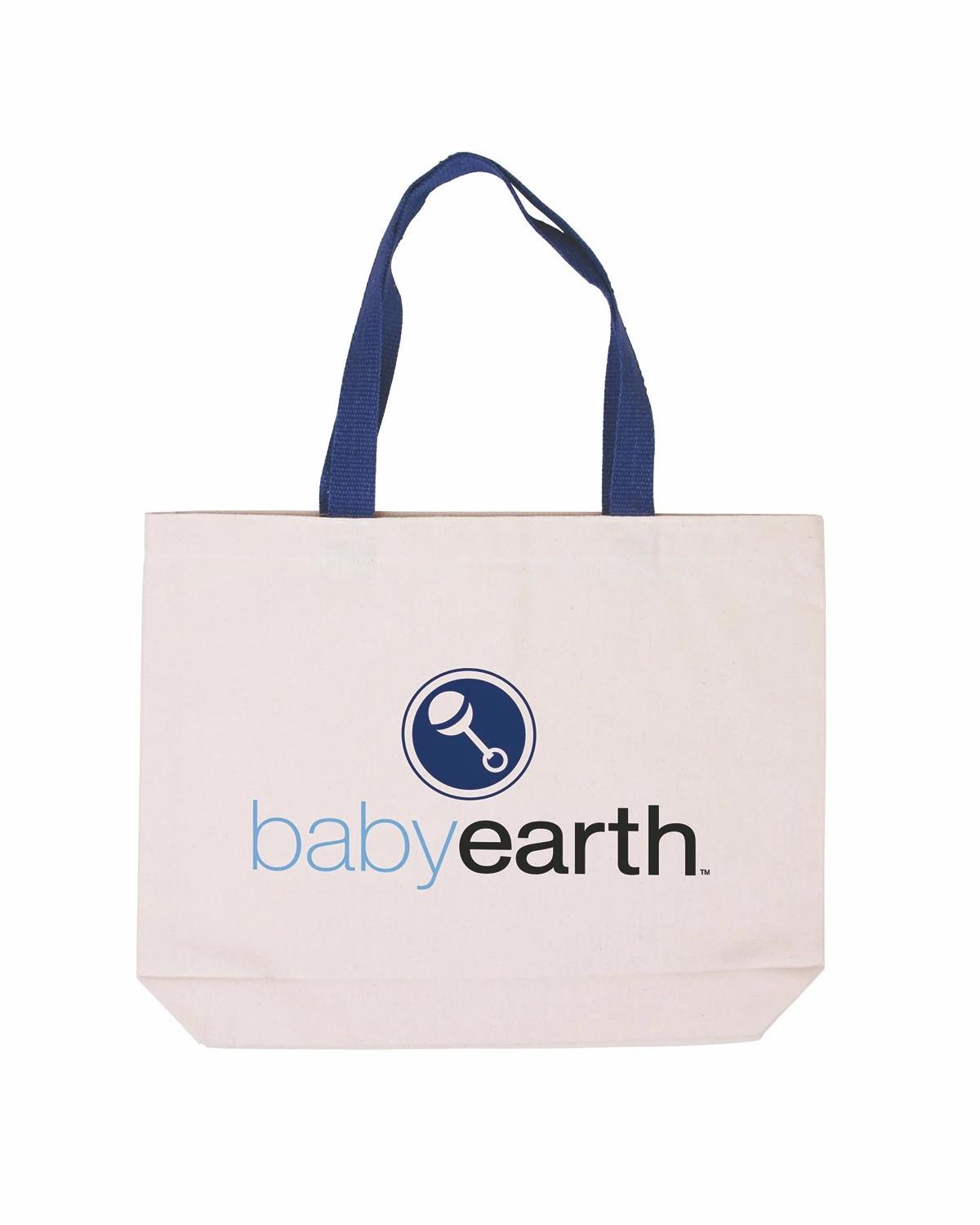 COTTON CANVAS TOTE WITH GUSSET & COLOR ACCENT HANDLES