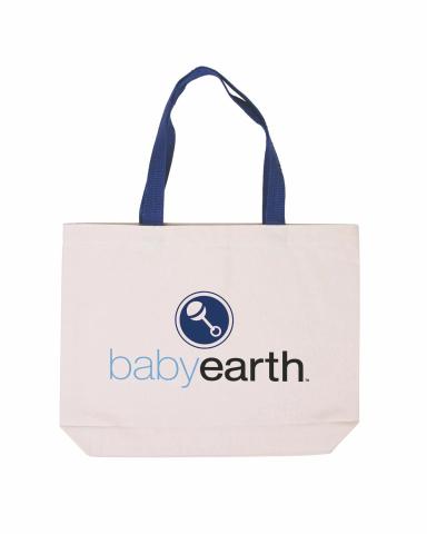 COTTON CANVAS TOTE WITH GUSSET & COLOR ACCENT HANDLES