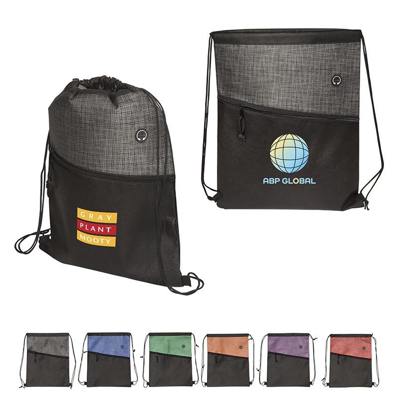 TONAL HEATHERED NON-WOVEN DRAWSTRING BACKPACK