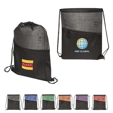 TONAL HEATHERED NON-WOVEN DRAWSTRING BACKPACK