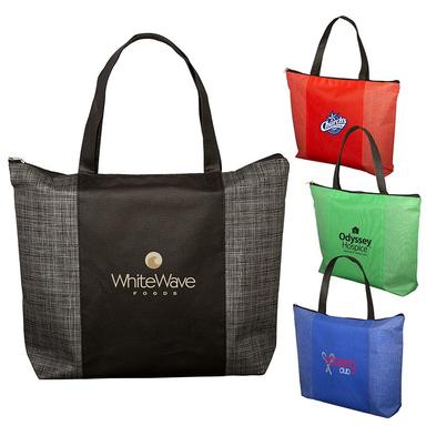 TONAL NON-WOVEN ZIPPER TRADE SHOW TOTE BAG