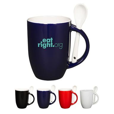 12 OZ. DAPPER CERAMIC MUG WITH SPOON