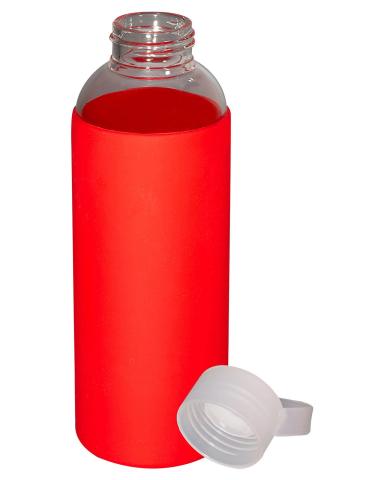 18 OZ. GLASS BOTTLE WITH COLOR SILICONE SLEEVE