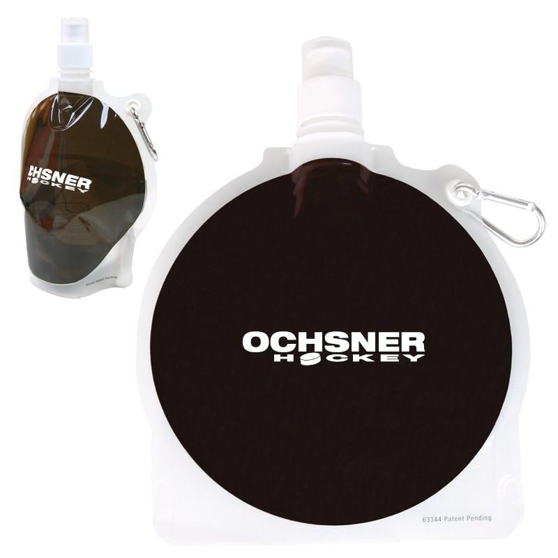 HYDROPOUCH!™ 24 OZ. HOCKEY PUCK COLLAPSIBLE WATER BOTTLE - PATENTED