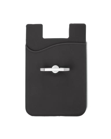 SILICONE CARD HOLDER WITH METAL RING PHONE STAND