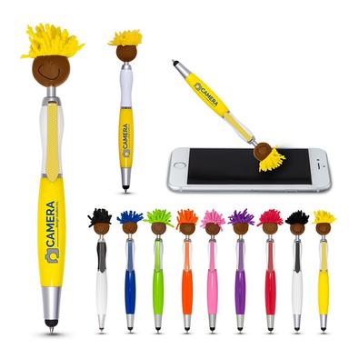 MULTICULTURAL MOPTOPPERS® SCREEN CLEANER WITH STYLUS PEN (BROWN SKIN COLOR)