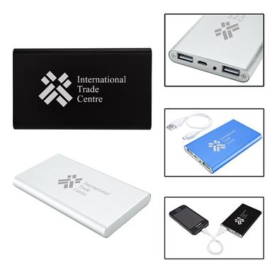 SLIM DUO USB ALUMINUM POWER BANK CHARGER - UL CERTIFIED