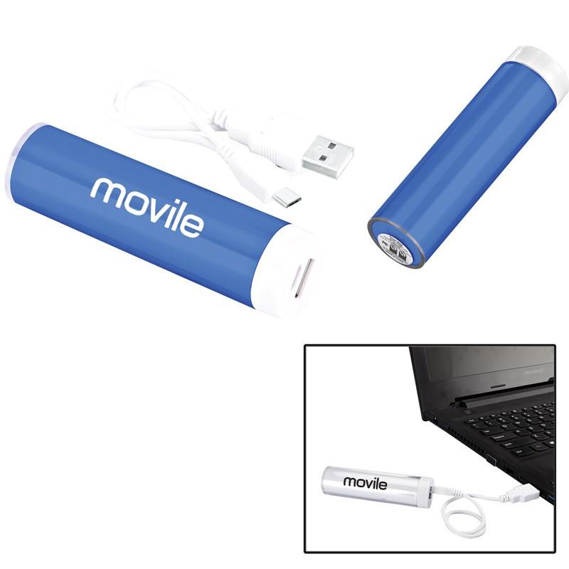 CYLINDER PLASTIC MOBILE POWER BANK CHARGER - UL CERTIFIED