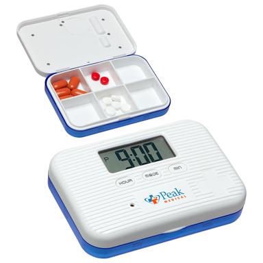 Deluxe Easy-Carry 6 Compartment Pillbox with Alarm