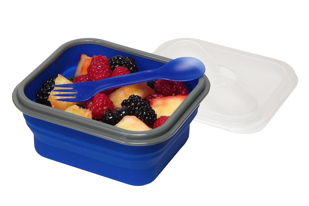 Collapsible Silicone Lunch Box with Fork & Spoon Set