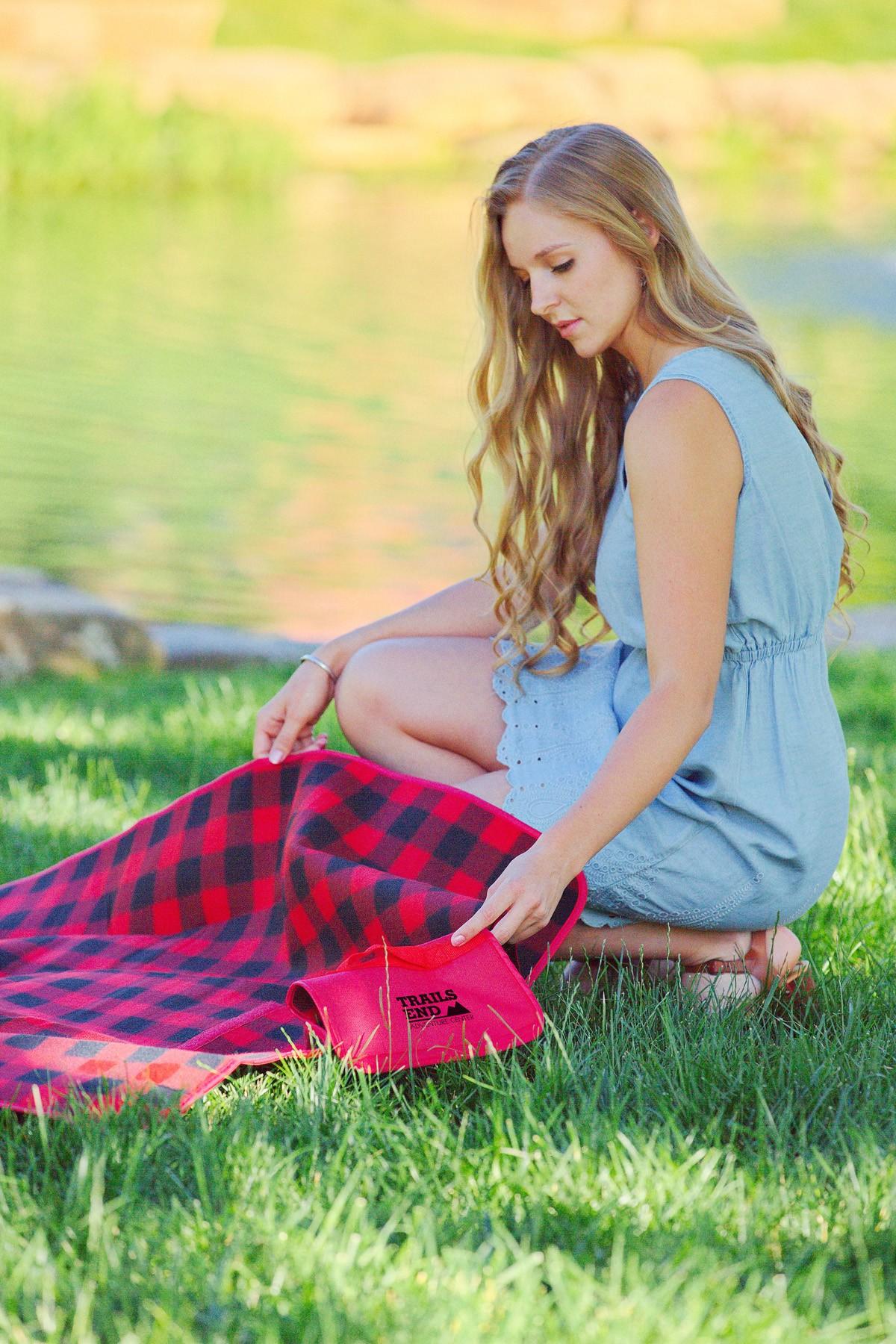 Plaid Barrel Fleece Picnic Blanket