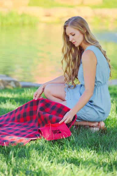 Plaid Barrel Fleece Picnic Blanket