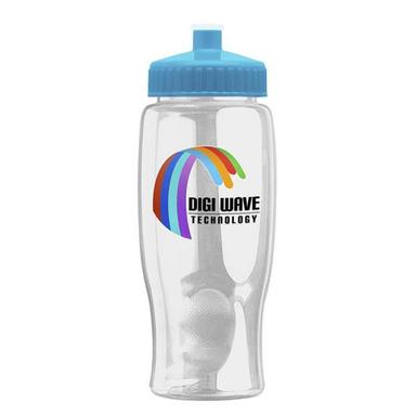 27 oz. Poly-Pure Transparent Bottle - Push Pull Lid - digital imprint