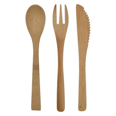 3 PIECE BAMBOO UTENSIL SET IN TRAVEL POUCH