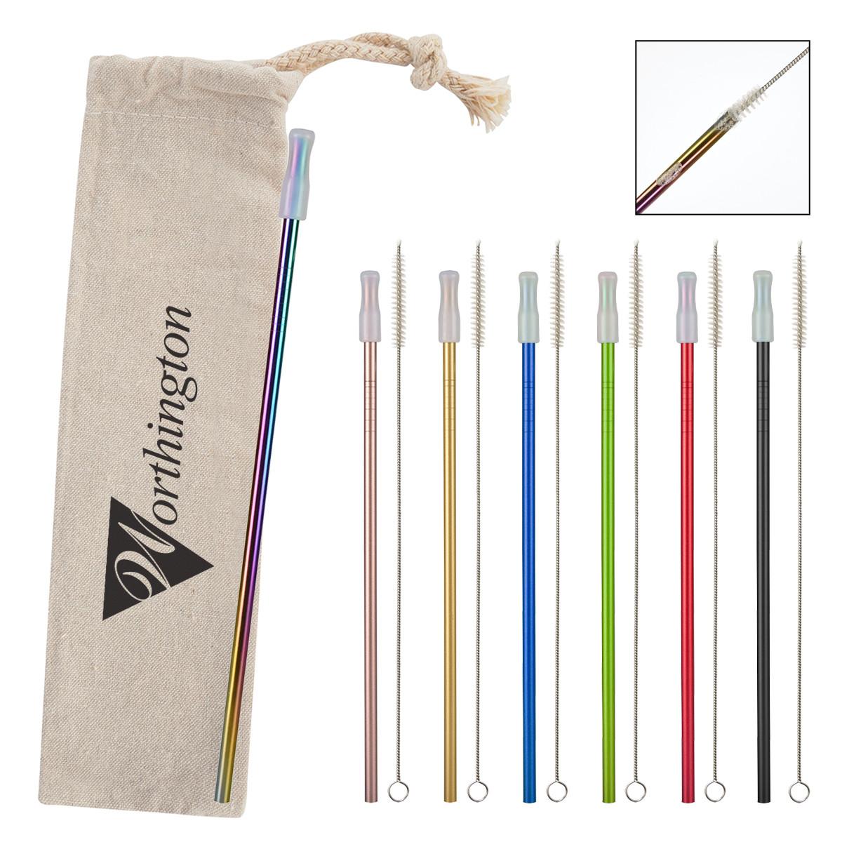 PARK AVENUE STAINLESS STRAW KIT WITH COTTON POUCH